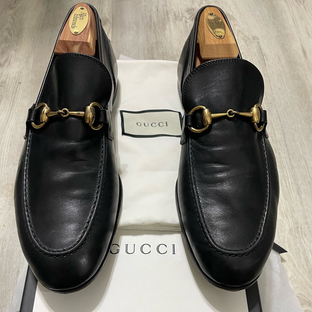 GUCCI Mens Jordaan black horsebit loafers leather 406994 Sz 7UK fits 9US $920